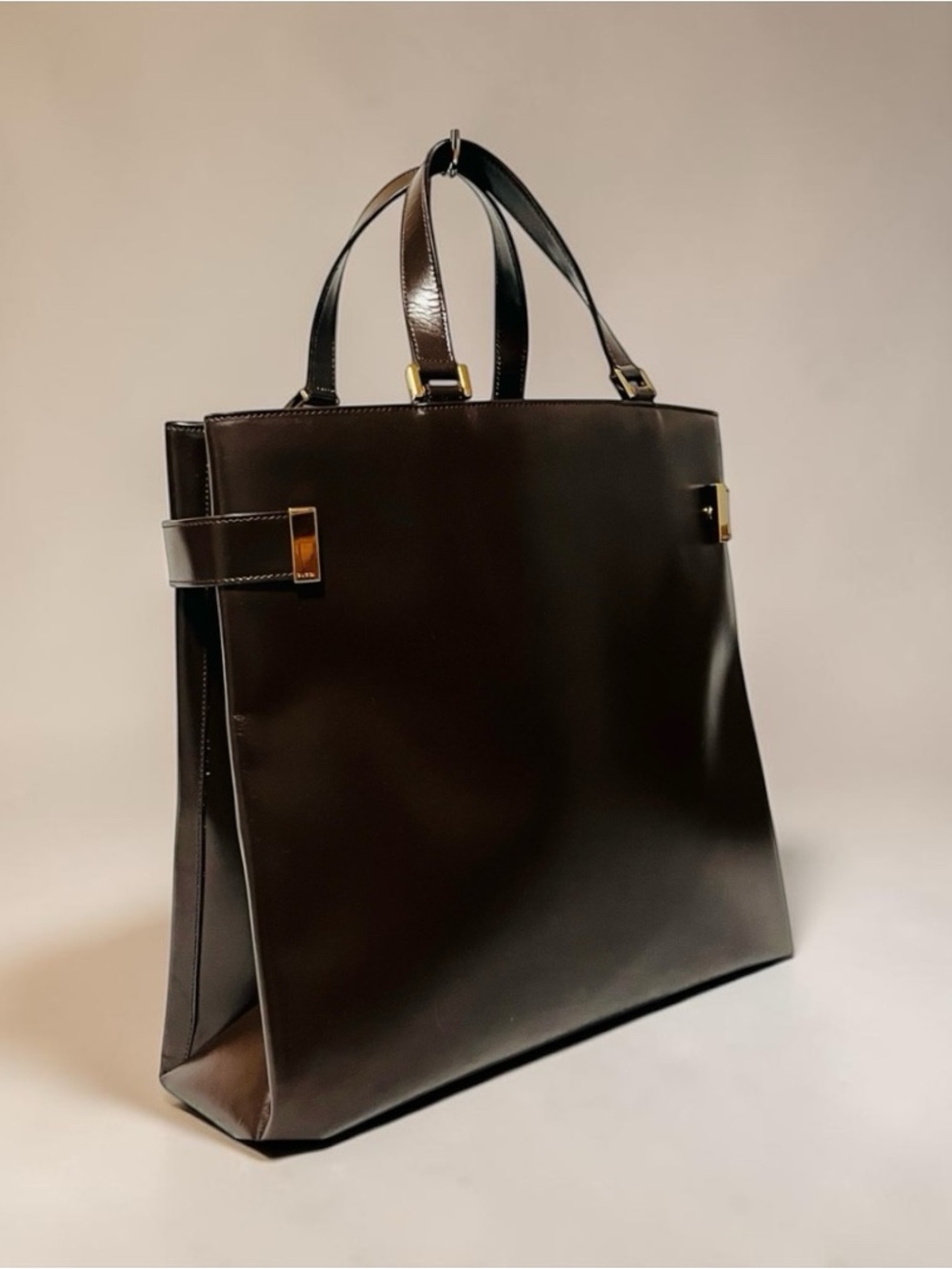 Gucci Tom Ford Leather Chocolate Brown Tote Shoulder Bag - Picture 14 of 15